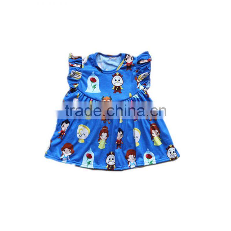 wholesale clothes turkey baby girls princess pattern flutter pearl dress and icing ruffle pants kids Fairy Tales clothes set