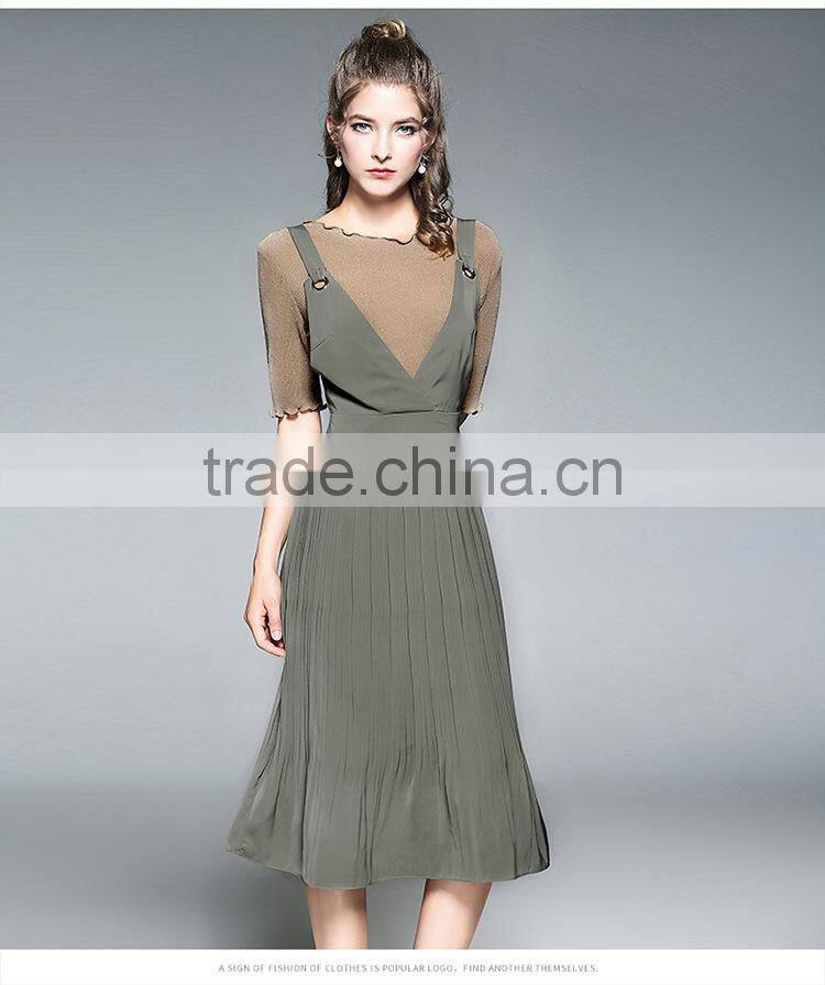Dresses In Casual Dresses Deep V-Neck strapless high-waisted accordion pleated skit two pieces dresses