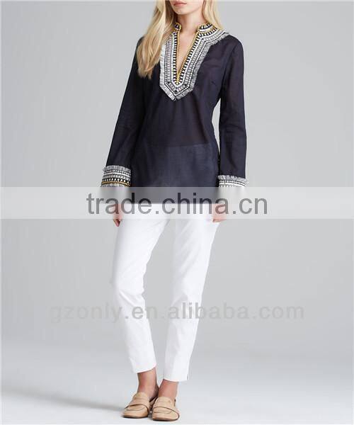Embroidered Voile Tunic ladies blouse designs