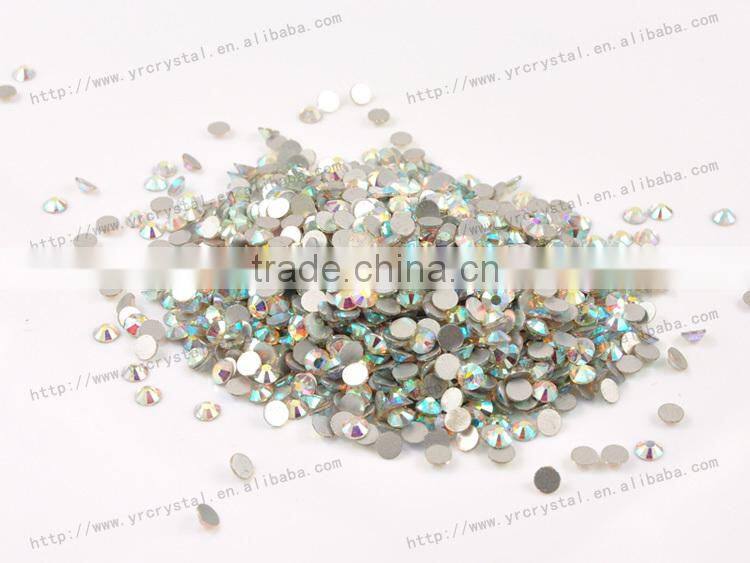 Round shape AB color no-hotfix silver foiling crystal flat back rhinestone