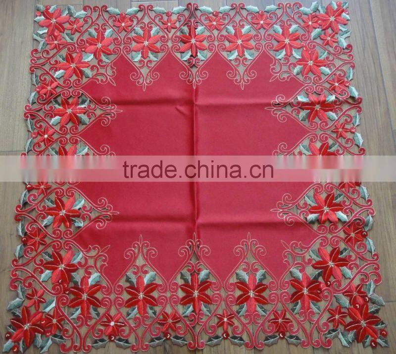 christmas use table overlay with embroidery