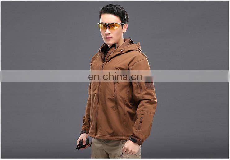 Custom design military hooded softshell jacket for men