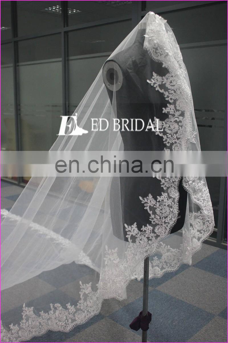 WA1201 Wholesale Elegant Wedding Accessory Lace With Comb One Layer 5m Wedding Veil