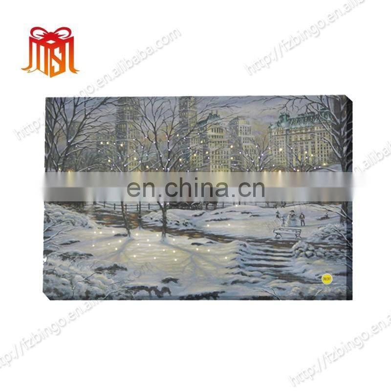 fiber optic christmas canvas painting for home decoration