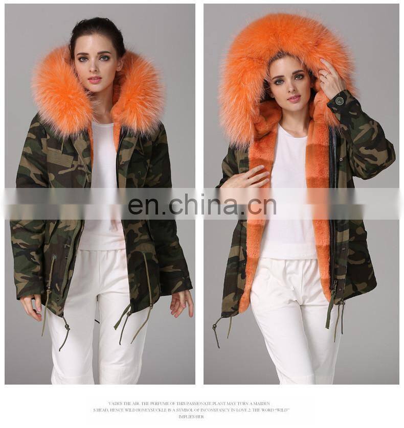 top grade latest fashion faux fur women jackets with raccon fur collar