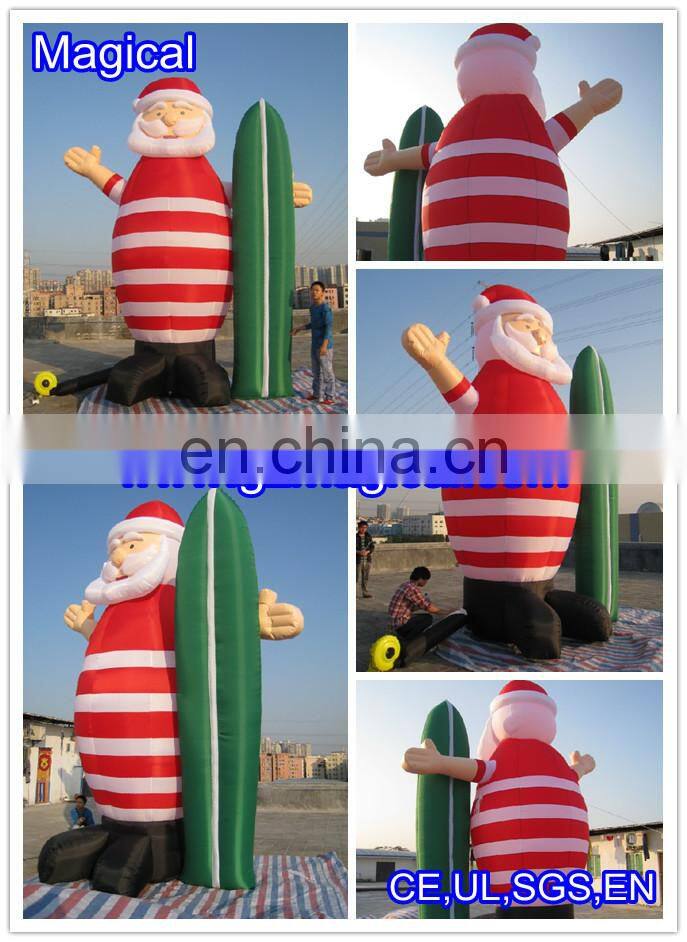 Inflatable santa claus with Cactus for outdoor decoration