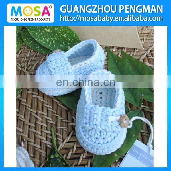 Handmade Knitted Newborn To Toddler Shoes ,Baby Boy Loafers Blue White Infant Boy Slippers Booties