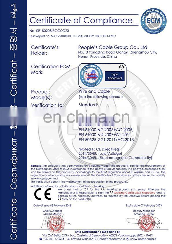 BS6004 stranded copper conductor PVC insulated electrical wire housing wire