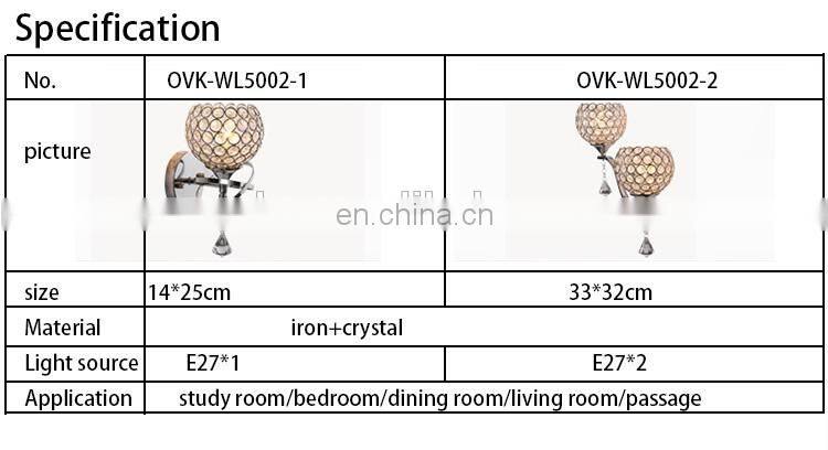 European-style crystal wall lamp bedroom bedside lamp for bedroom bedside lamp hotel living room