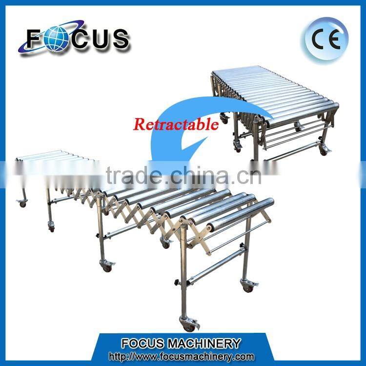 Gravity unpowered stainless steel retractable roller conveyor height adjustable