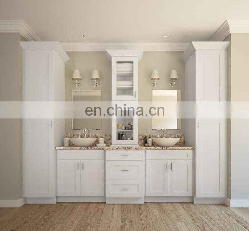 Custom grey shaker bathroom laundry room sink cabinet with washing machine