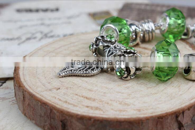 latest fashion green crystal bead bracelet jewelry european bulk wholesale charm bracelet