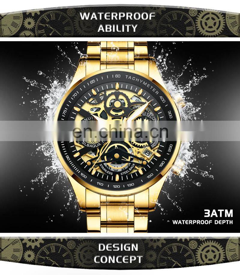 NIBOSI New Hollow Fashion Large Dial Men's Watch Multifunction Calendar Sports Watch Waterproof Quartz Watch