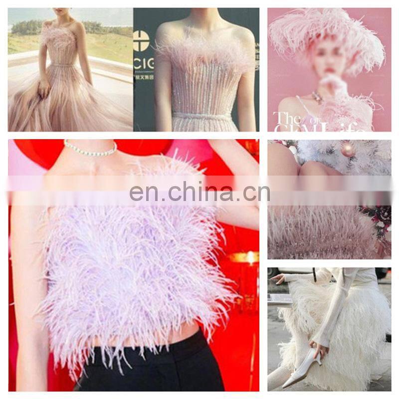 1 meter Multicolor Real Ostrich feather Trims Ribbon 8-10cm White Ostrich for Dress Clothing Decoration Sewing feathers Crafts