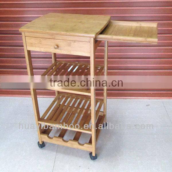 Bamboo Kitchen Trolley with Drawer&Shelf