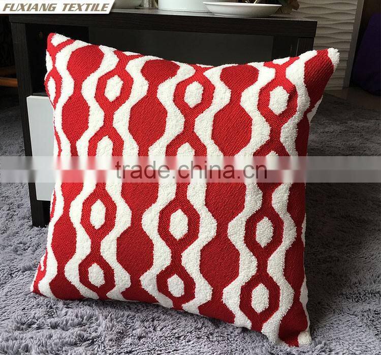 Crewel Embroidery Pillow RED and Blue