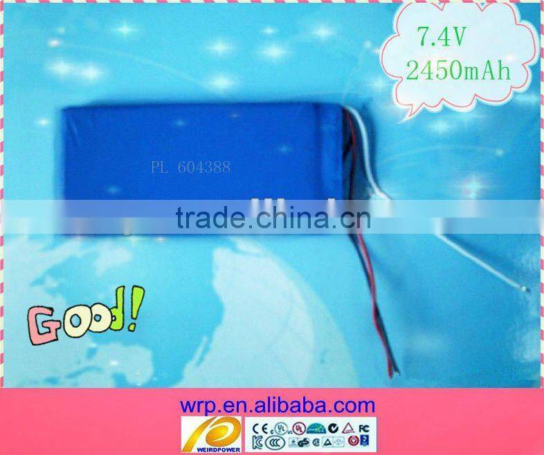 li-ion battery 7.4v 2500mah for telephone,interphone,PDA etc.