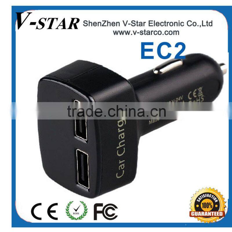 High Quality promotional Car USB Charger for ipad 3 for iPhone 4G/4S For iPod, Dual USB Car Charger