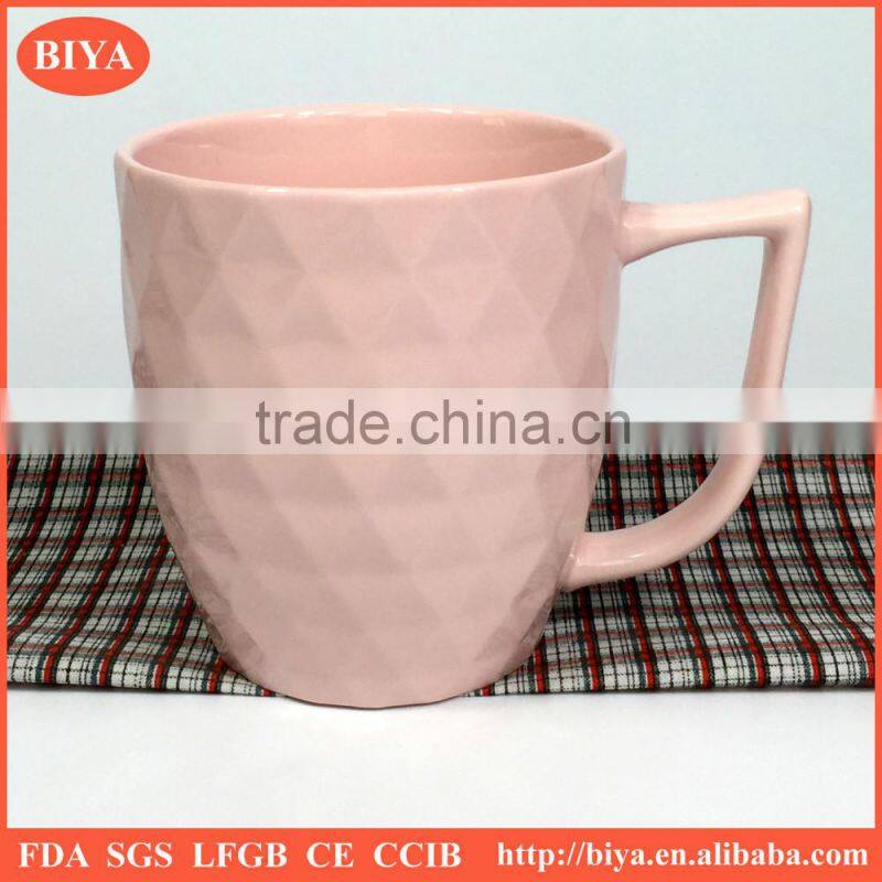 hot pink coffee mug color mud soil porcelain cup dinner ceramic mug bump carving sculpture new design with handle bringt