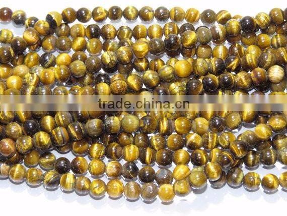 Natural Tiger Eye Plane Roundlle Beads 7X7.5MM 16''Inch AAA+++ Good Quality On Wholesale Price.