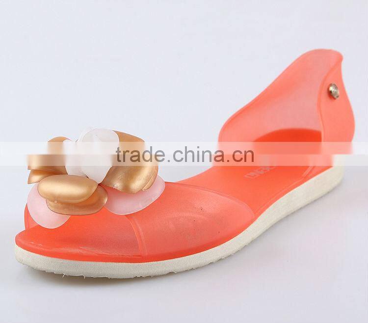Ladies Colorful Candy Colour Flat Shoes Cheap Ladies Slippers Plastic Sandals Wholesale PVC Clear Jelly Shoes With Nice Flower