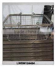 Industrial Vintage Style Interior Carry Round Metal Basket with Handle