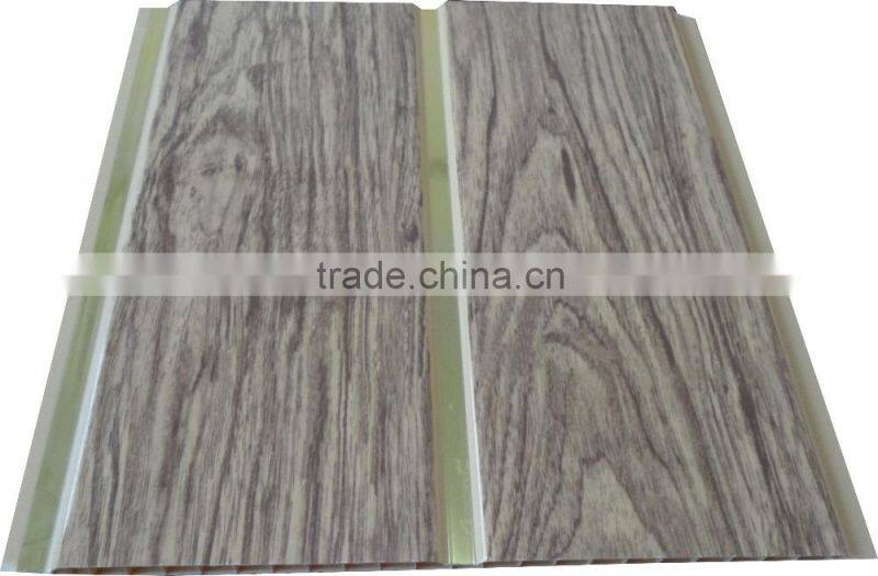 10'' width new style trinidad Plastic ceiling sheet, SMOOTH surface,brown color with gold strip F055