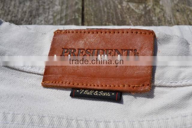 custom and design good quality brown real leather patch in dongguan with factory price