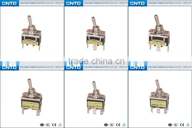 CNTD Mini Toggle Switch 15A 250V ON-ON Waterproof Toggle Switch C522A