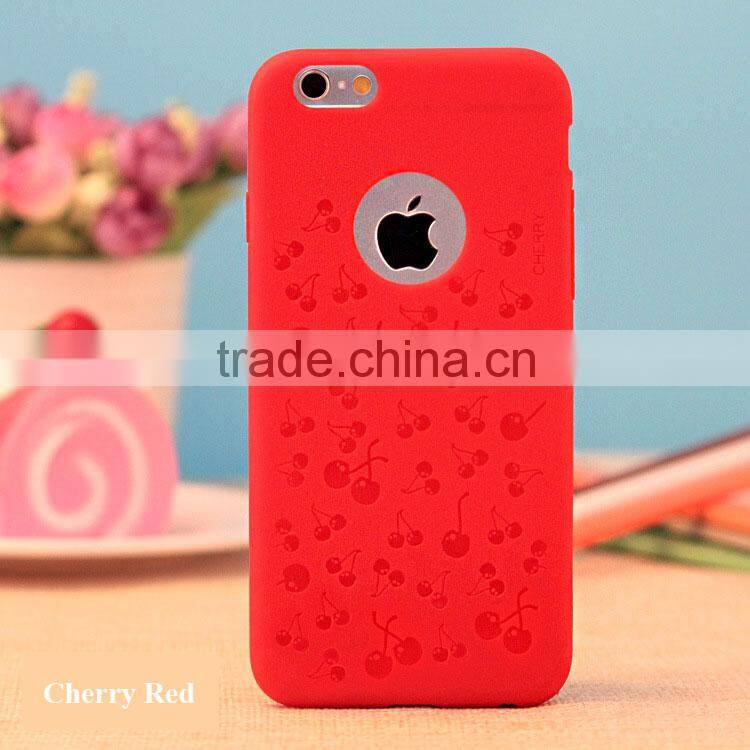Ultra Thin Soft TPU Material with Cherry and Daisy Emboss Pattern Multi Color 360 Protective Back Cover for Iphone6 6plus