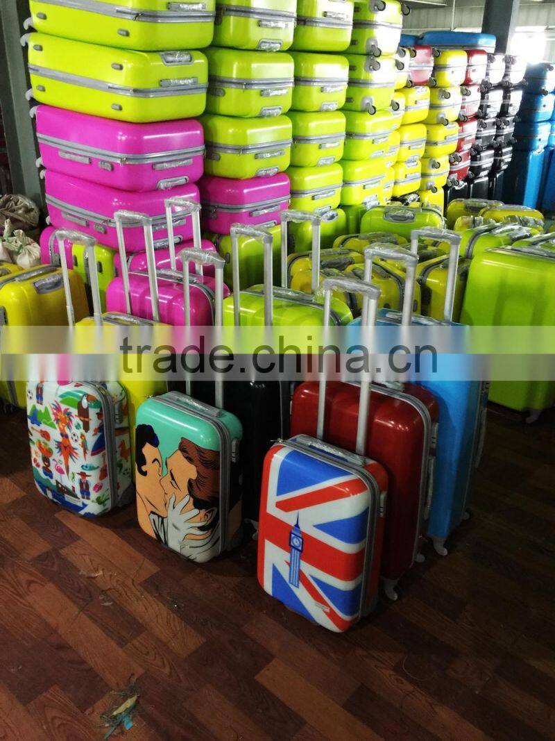 big brand high quality pc material suitcase luggage trolley case with printing film cover