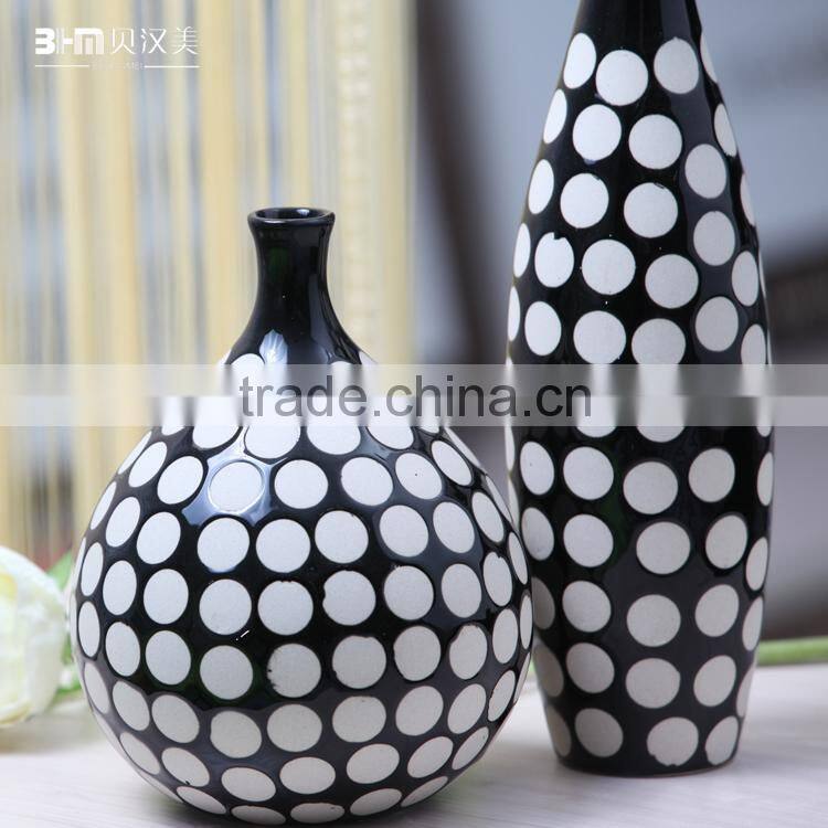 modern hand paint circle pattern ceramic vases wholesale for home deco