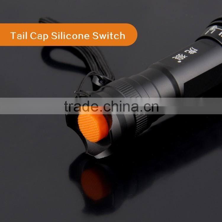 zoom function tactical flashlight aluminum LED torch light rechargeable flashlight
