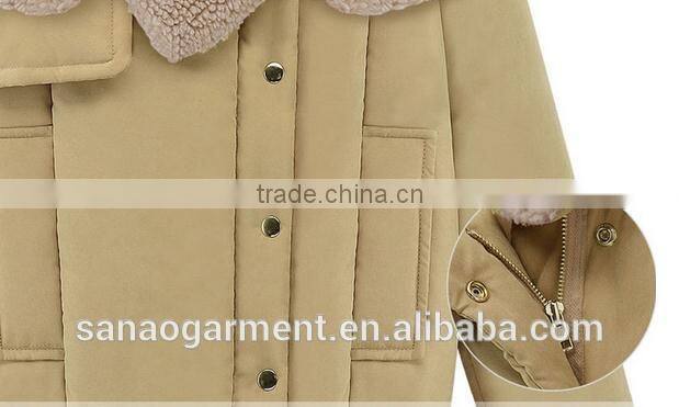 European style 2015 newest winter women's Lapel lambs wool cotton jacket