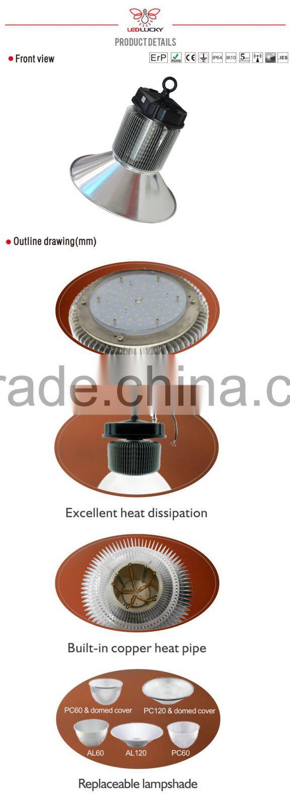 Hot Sale LUCKY led high bay light industrial 120w led high bay