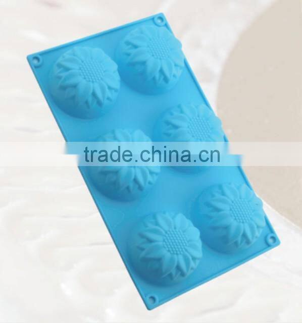 6 cupcakes sunflower shape silicone cake mold