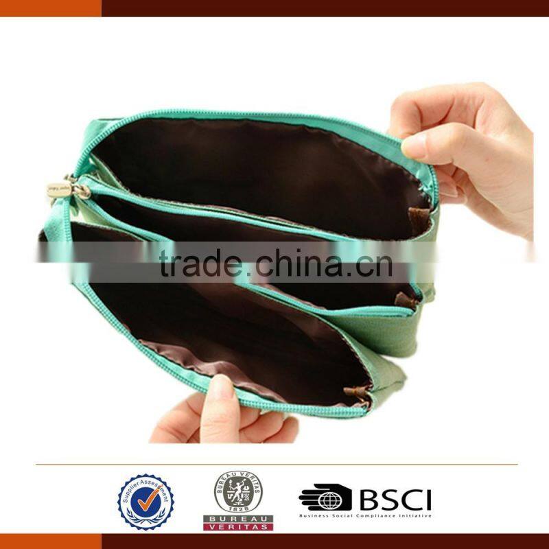 Colorful canvas pencil case for school 3 layers