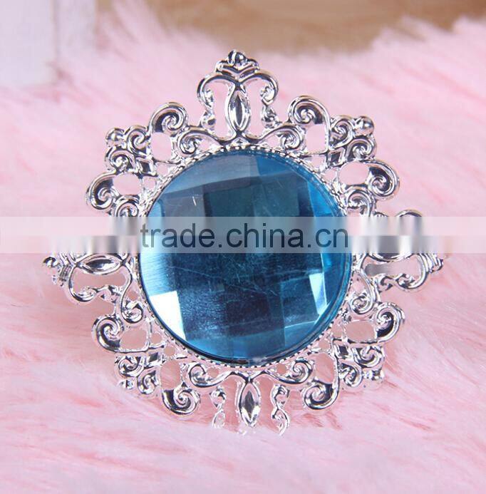 fashionable flower shape crystal metal alloy napkin rings for wedding