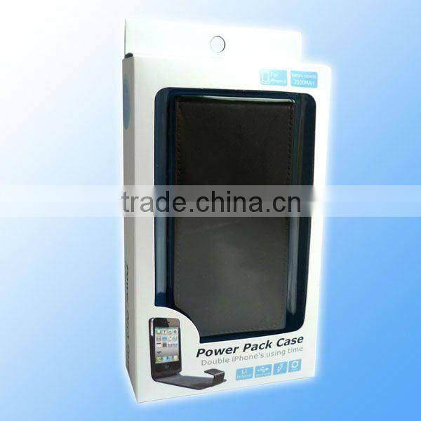 2100 MAH leather battery extender case for iphone4/4s