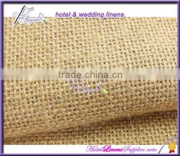 30cm width natural burlap jute table runners rolls for wedding events, with surged edge