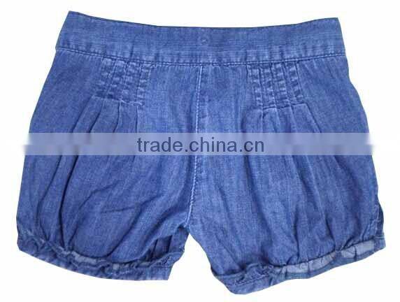 Stylish women lovely 100% cotton blue flouncing denim shorts ladies pocket piping shorts manufacturer