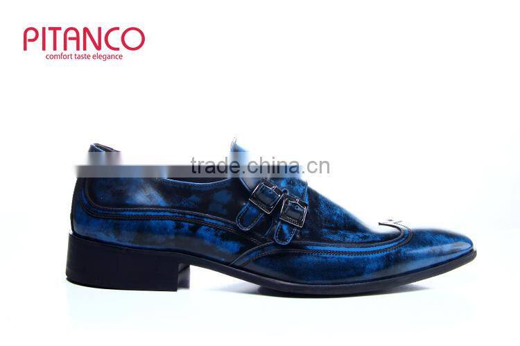 Blue smooth-box leather brogues shoes for men
