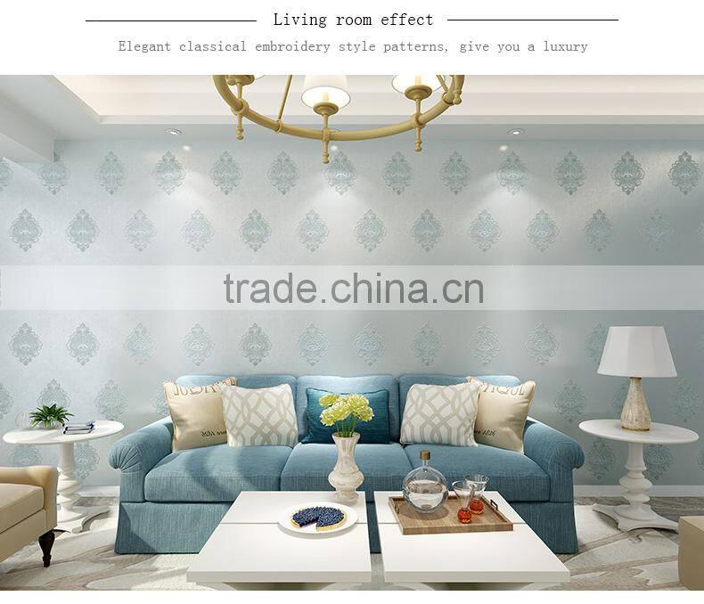 polyester non-woven embroidery wallpaper sale living room wallpaper decorative wallpaper