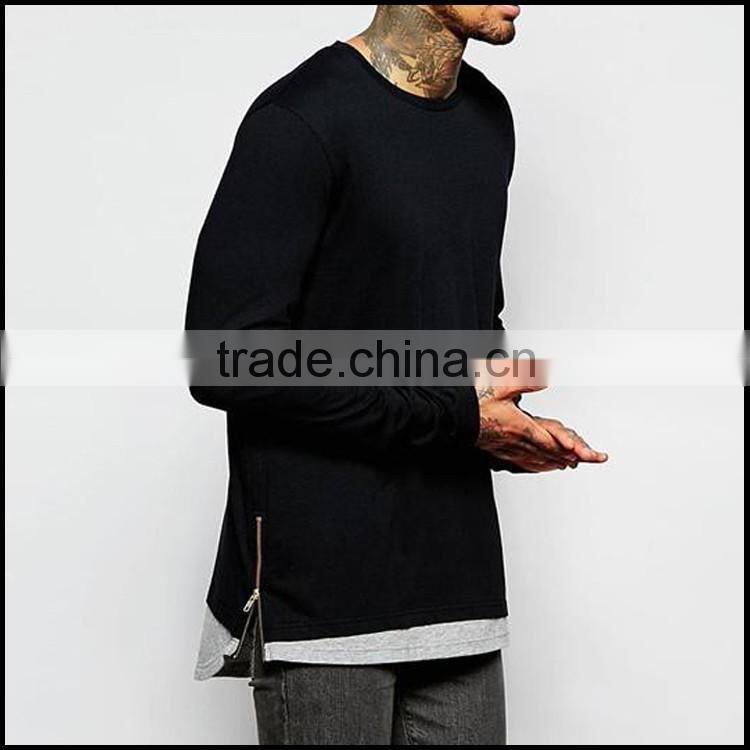 Longline Men Wholesale Blank Sweatshirts Crew Neck Long Sleeve New Design Custom Baseball Sweatshirt