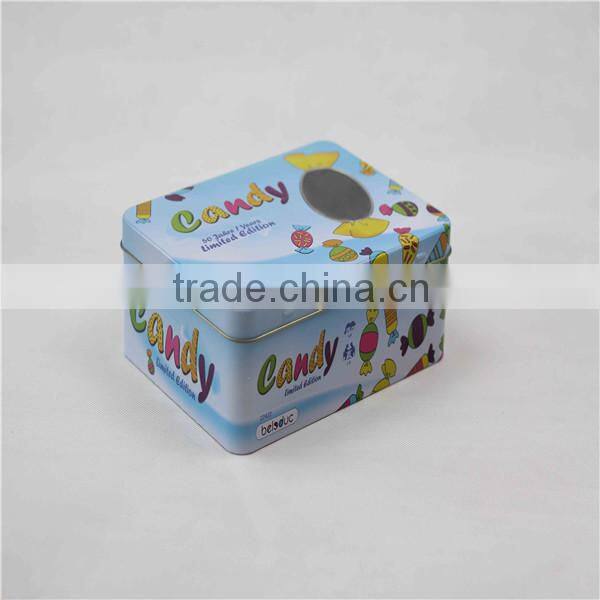 2015 beautiful rectangular shaped metal storage tin box with window