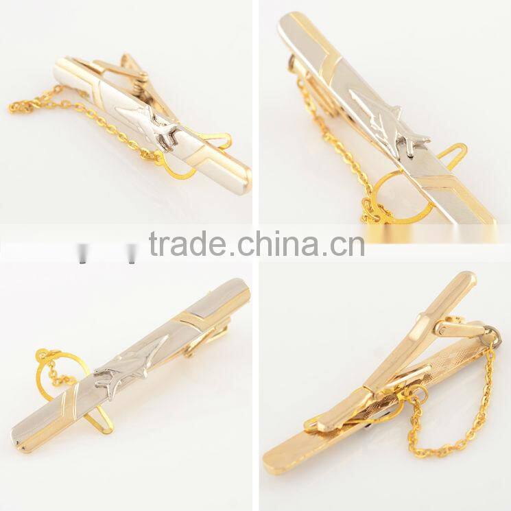 Best seller gold plated tie clip nice tie bar custom tie pin with plane mark