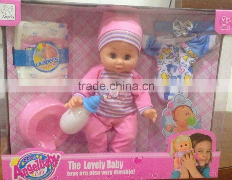 14 inch Angelbaby the lovely baby durable soft material drinking peeing boy doll toy