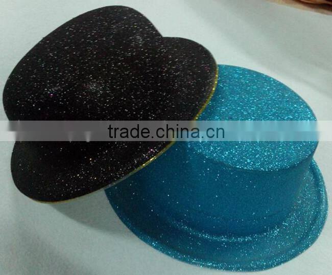 Promotional glitter bling plain blue black party top hat