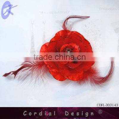 2013 beautiful handmade decorative fabric flower feather for garment