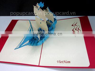Red Boat 3d pop up greeting card